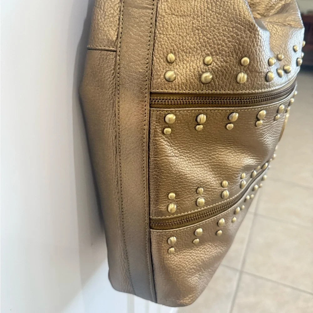 NWT Sharif Bronze leather Studded Hobo Bag with dust bag - Picture 3 of 16